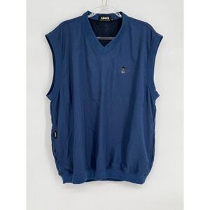 Ashworth Mens Blue Golf Wind Vest V-Neck Microfiber Lined Sz XL Made in USA